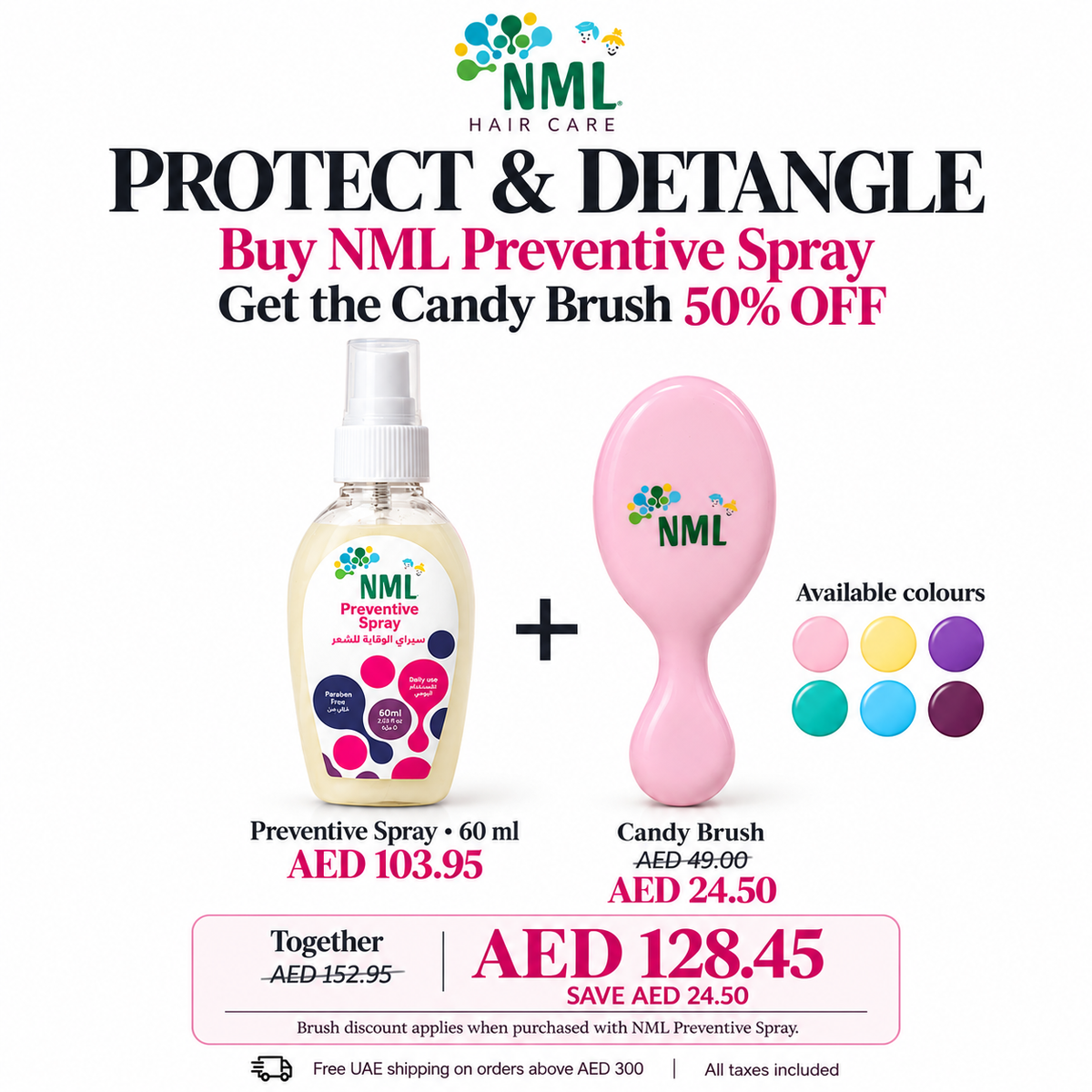 Protect & Detangle Duo – Preventive Spray + Candy Brush