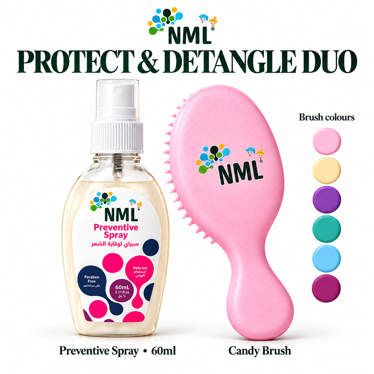 Protect & Detangle Duo – Preventive Spray + Candy Brush